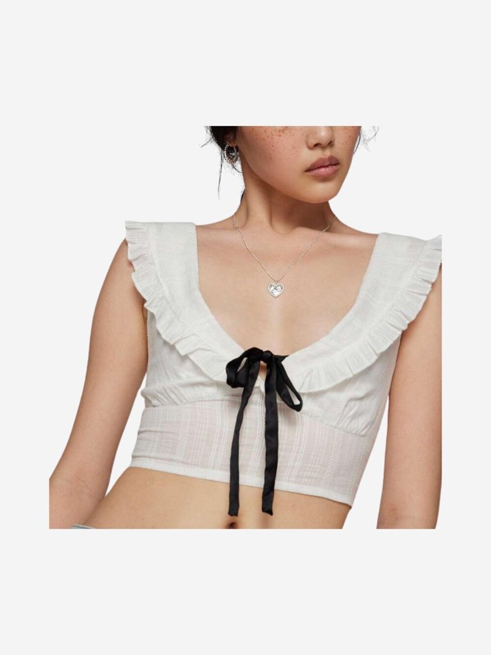 Urban Outfitters Kimchi Blue Coquette Ruffle V-Neck Crop Top XS